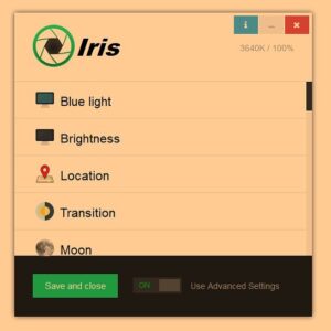 IRIS Blue Light+Flicker Screen Filtering Software